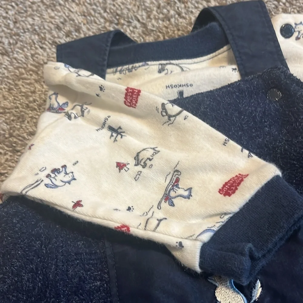 Oshkosh Infant Two Piece‎ Overalls and Long Sleeve Shirt Winter Set 0-3 Month